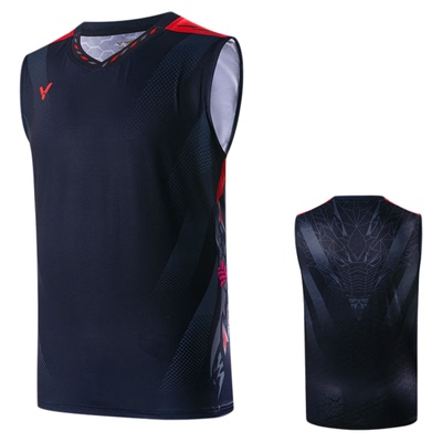 2025victor胜利羽毛球服李梓嘉同款大赛服速干专业无袖套装比赛款