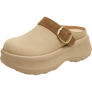 天美意春新款包头拖百搭休闲厚底纯色通勤女勃肯鞋KK057CH5