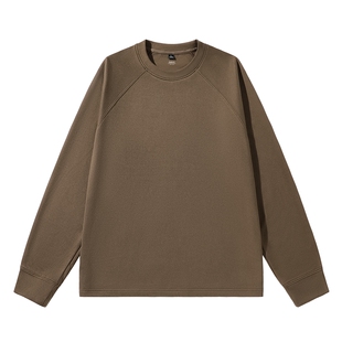 班尼路加绒打底衫男款秋冬美式复古双面绒内搭斜纹插肩长袖男t恤A