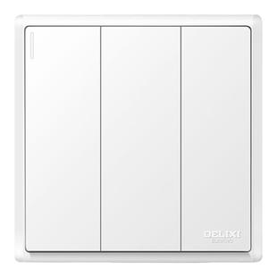 德力西开关插座家用五孔带开关奶油白三孔16A空调电源插墙壁开关