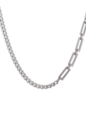 新款简约混搭马鞭链拼接项链