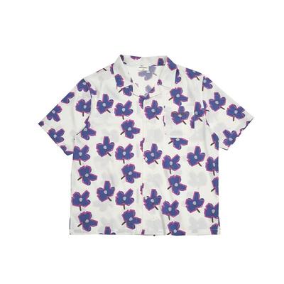 与川满印古巴领短袖衬衫