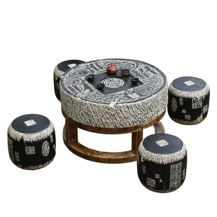 新中式院子户外茶桌人造石桌石凳一套桌椅室外茶台庭院仿古茶几