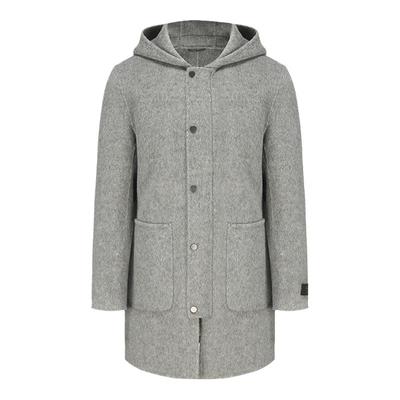 【天然羊驼毛】DIDIBOY冬季男士时尚连帽中长款羊毛呢子大衣外套