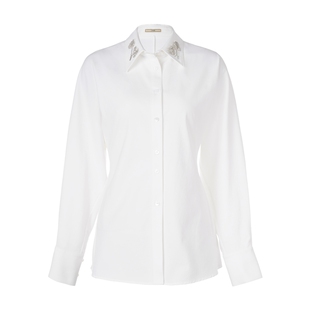 LYNEE 【黑标系列】职场缪斯设计感收腰衬衫重工领口钉珠长袖衬衣