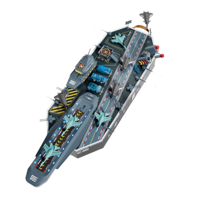 科学罐头航空母舰军事飞机模型5-10岁益智男孩玩具摆件生日礼物