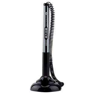 宝克台笔大容量加粗笔芯带线办公签字笔带绳中性水笔黑色0.5前台桌面固定笔座粘在桌子上防丢吧台柜台服务台