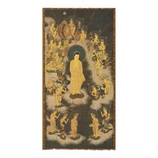 日本镰仓时代 阿弥陀佛接引图 庄严殊胜佛像微喷挂画装裱佛画卷轴