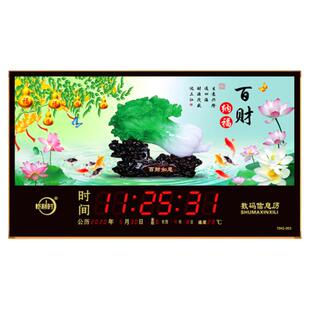 恺利时数码万年历电子时钟新款壁挂钟家用风景灯客厅日历静音钟表