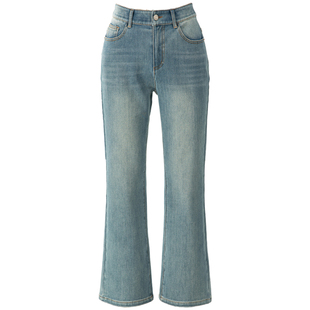 莱卡四面弹微喇牛仔裤女2026年春季新款显瘦九分小个子复古喇叭裤