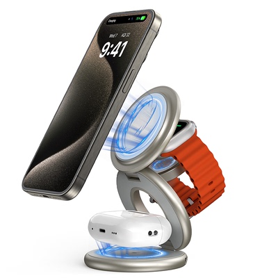 KUXIUX63三合一折叠无线充电支架