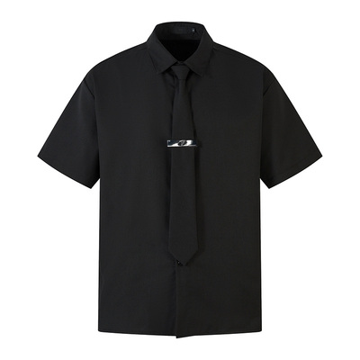 cleanfit免系拉链式领带短袖衬衫