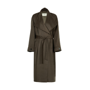 LYNEE【黑标时序】法兰绒羊毛混纺风衣外套女秋季中长款宽松大衣