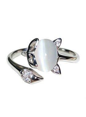 唐奢开口戒指18K包金小狐狸女