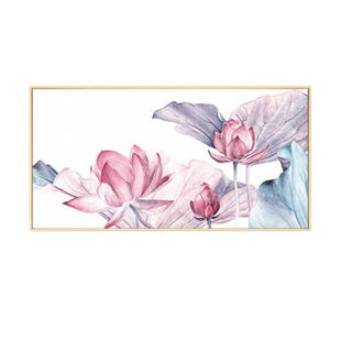 横向中式淡雅花卉有框客厅餐厅卧室装饰画现代简约植物挂画新中式