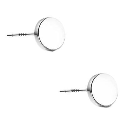 999纯银圆形耳钉男小众设计高级感养耳洞耳环防堵针耳骨钉女饰品