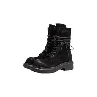 [李一桐同款]MIO米奥冬复古英伦风厚底马丁靴酷感女中筒靴短靴女