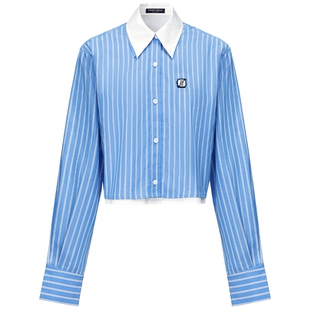 【酷飒穿行系列】FF仿佛衬衫2025年秋季新款假两件条纹显瘦外套