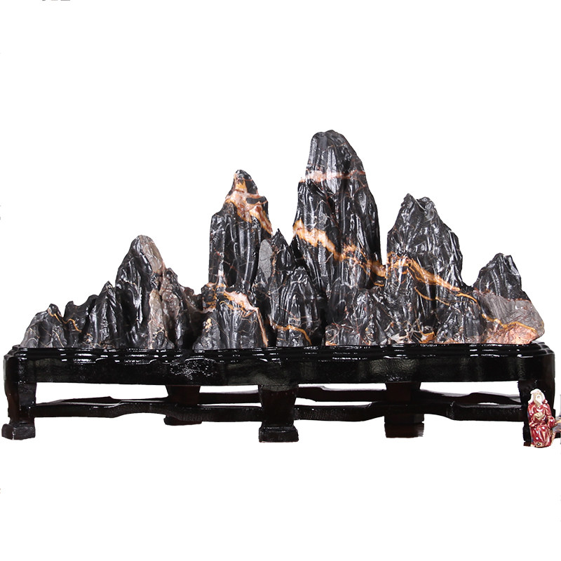 桌面靠山石山摆件风水石造景石微景观小山小灵璧石毛笔架鱼缸石山