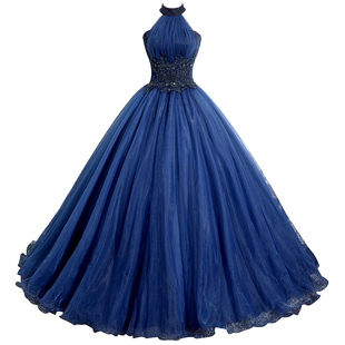 挂脖礼服女高端大气年会主持高级感声乐艺考美声独唱演出服蓬蓬裙