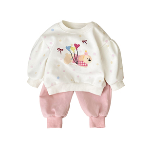 女宝宝衣服秋季婴儿分体卫衣两件套秋装新款小公主超萌外出服童装