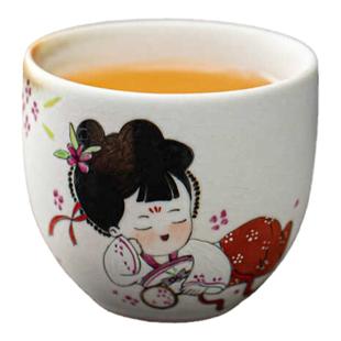 觅己纯手绘仕女主人杯单杯中式仿柴烧茶杯高档女士专用品茗杯茶盏