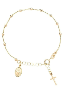 时尚金珠链十字架吊坠手链