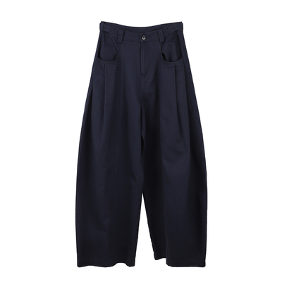 NOON纯色廓形立体裁剪弯刀裤