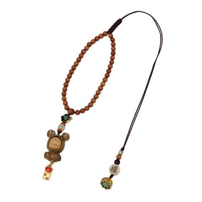 可爱檀木娃娃汽车后视镜挂件平安