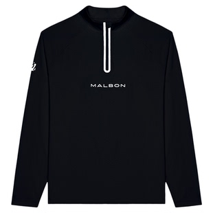 春秋季韩国MALBON高尔夫男装户外运动轻薄冰丝速干半拉链长袖T恤