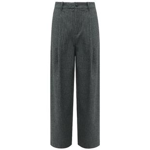 【3件5折】COCOBELLA格雷系捏褶千鸟格羊毛西裤女直筒裤PA3015-2