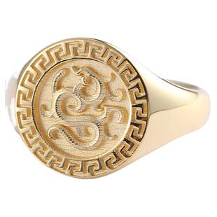 中式国潮古风龙凤图章戒指 18K黄金白玫瑰金男女情侣结婚纪念对戒