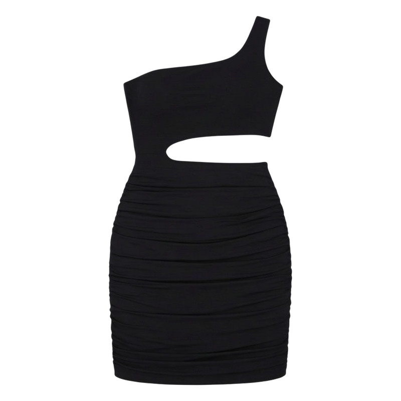 One-shoulder wrap chest and hip slim dress单肩包臀修身连衣裙