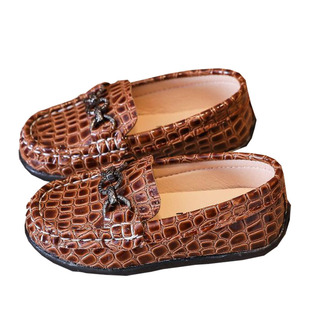 儿童皮鞋英伦风豆豆鞋男童套脚鞋小中童复古礼服鞋一脚蹬方口鞋子