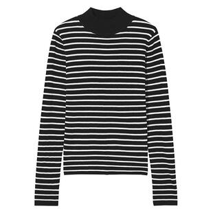 热风2025年冬季新款女士修身半高领条纹打底针织衫绵软软糯亲肤