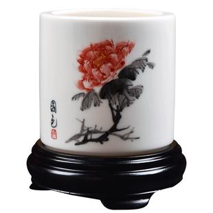 东方泥土陶瓷手绘笔筒书房书桌装饰摆件送老师同学可定制纪念礼品