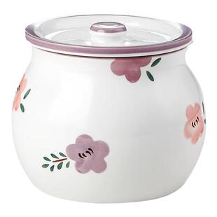 紫萱花猪油罐耐高温陶瓷家用带盖荤油罐厨房储油罐大容量辣椒油罐