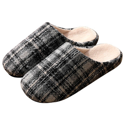 2025新款高级感格子棉拖鞋女秋冬季室内厚底保暖加绒居家用男冬天