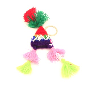 秘鲁进口彩虹帽钥匙扣南美羊驼帽子马丘比丘纪念品异域南美冰箱贴