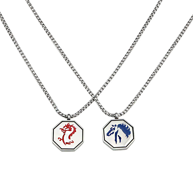 YUSTUDIO十二生肖成龙历险记钛钢吊坠国潮嘻哈百搭情侣项链配饰品