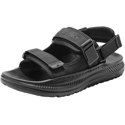 百丽男鞋休闲运动凉鞋男士25夏新厚底魔术贴户外沙滩鞋子A1922BL5