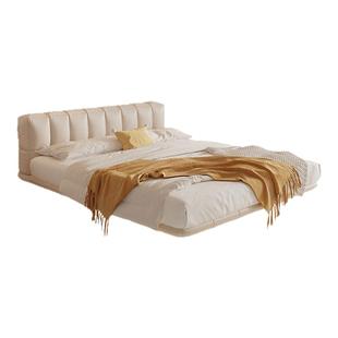 慕思官方旗舰店奶油风皮床泡芙床现代简约悬浮床米白色