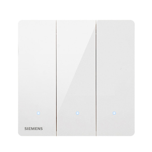 西门子睿致睿智系列三开双控带LED指示灯开关插座面板象牙炫白色