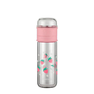 杯具熊正品樱花草莓茶水分离双层隔热泡绿茶花茶高硼硅玻璃杯杯子