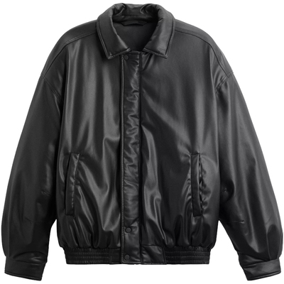 西班牙单！翻领宽松仿皮棉服外套