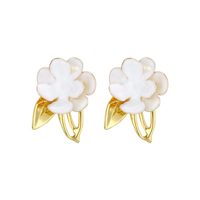 daartemis山茶花单花瓣白色耳钉