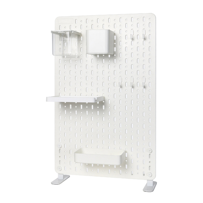 洞洞板挂钩配件收纳盒置物架白色塑料免打孔壁挂桌面搁板可立隔板