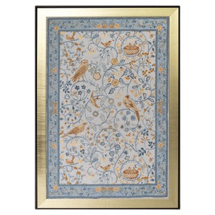 若奈挂画 手工挂毯《归处有栖》花鸟图金箔框挂画客厅玄关装饰画