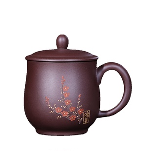 正品宜兴原矿紫泥大茶杯全手工 梅花杯 紫砂盖杯茶水杯子带盖茶具