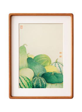 餐厅瓜果装饰画网红原木风高级感